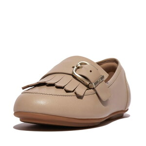 tBbgtbv fB[X V[Y Xb|E[t@[ U[ tW FitFlop Allegro Fringe Buckled Leather Loafers Latte Beige x[W