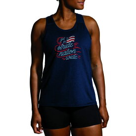 【送料無料】 ブルックス レディース シャツ トップス Distance Tank 2.0 Navy/Run USA