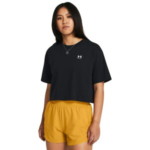 A_[A[}[ fB[X gbvX Vc Black/White Under Armour Boxy Crop Logo Short Sleeve T Shirt