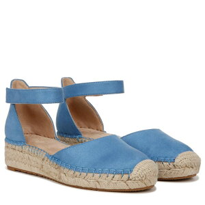 �i�`�����C�U�[ ���f�B�[�X �V���[�Y �q�[�� �A���N�� Naturalizer Wren Ankle Strap Low Heel Espadrille Linen Blue Fabric �u���[