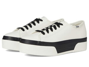�P�b�Y ���f�B�[�X �V���[�Y �X�j�[�J�[ ���U�[ Keds Triple Up Leather White/Black Bumper Foxing Stripe �z���C�g