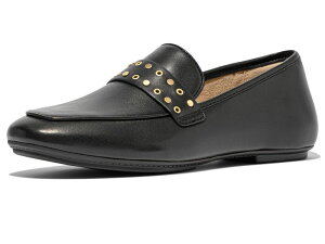 tBbgtbv fB[X V[Y T_ U[ [t@[ FitFlop Delicato Stud-And-Eyelet Soft Leather Loafers Black ubN