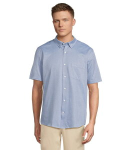 �W�����X�g���A���h�}�[�t�B�[ �����Y �g�b�v�X �V���c �v�����g Johnston & Murphy Short Sleeve XC Flex Birdseye Geo Print Button Front Shirt Navy �l�C�r�[