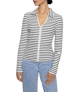 �T���N�`���A���[ ���f�B�[�X �g�b�v�X �V���c �j�b�g Sanctuary Daydreamer Knit Shirt Chalk/Black Stripe 5 �`���[�N