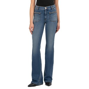 �J�b�g�t�����U�N���X ���f�B�[�X �{�g���X �f�j���p���c KUT from the Kloth Ana High Rise Front Patch Pockets With Braid Back Square Fame with Dark Base Wash