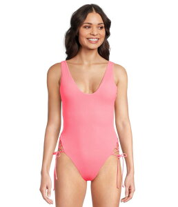 yz xbJ fB[X ㉺Zbg  Modern Edge Rib Sophie Lace Up One Piece Coral Reef