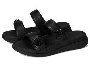 tBbgtbv fB[X V[Y T_ FitFlop F-Mode Go Beadie-Button Adj. Flatform 2-Bar Slides All Black