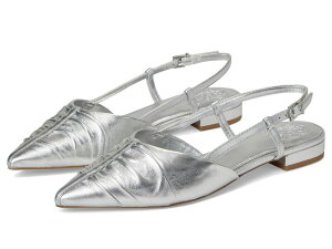 ���B���X�J���[�g ���f�B�[�X �V���[�Y �T���_�� Vince Camuto Agnes Bunched Toe Slingback Flat Mules Lux Silver �V���o�[