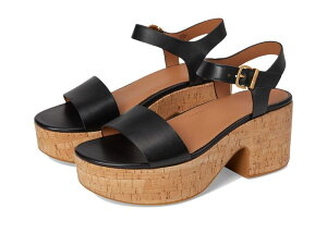 tBbgtbv fB[X V[Y q[ U[ FitFlop Platfforms Leather/Cork Heeled Ankle-Strap Sandals Black