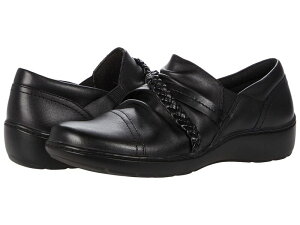 N[NX fB[X V[Y Xb|E[t@[ Black Leather Clarks Cora Braid Shoe