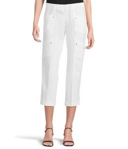 �G���I�b�g���[���� ���f�B�[�X �{�g���X �J�W���A���p���c Elliott Lauren Pull On Crop Cargo Pocket Pants With Slanted Pockets Rivets Detail White �z���C�g