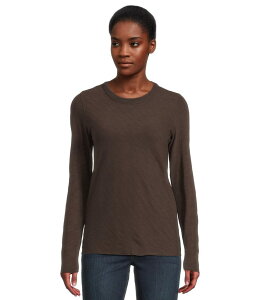 �����s�[ ���f�B�[�X �g�b�v�X �V���c �N���[�l�b�N Lilla P Long Sleeve Bias Crew Neck Espresso