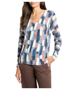 �j�b�N�v���X�]�[�C ���f�B�[�X �A�E�^�[ �j�b�g�E�Z�[�^�[ V�l�b�N NIC+ZOE Brushstrokes Waffle V-neck Sweater Neutral Multi �}���`�J���[