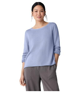 �G�C���[���t�B�b�V���[ ���f�B�[�X �A�E�^�[ �j�b�g�E�Z�[�^�[ �R�b�g�� Eileen Fisher Peruvian Cotton Blend Bateau Neck Sweater Myrtle