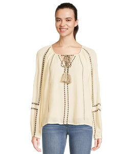 �����@�v�[�� ���T���[���X ���f�B�[�X �g�b�v�X �V���c �u���E�X Liverpool Los Angeles Long Sleeve Woven Raglan Blouse With Embroidery Alabaster/Black Embroidery �u���b�N