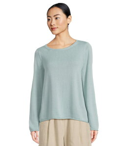 GC[tBbV[ fB[X AE^[ jbgEZ[^[ Rbg Eileen Fisher Peruvian Cotton Blend Bateau Neck Sweater Arctic Blue u[