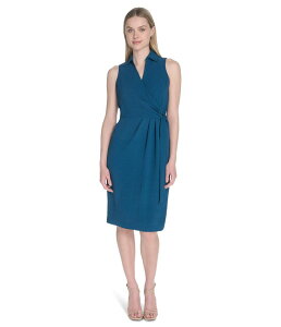 �J���o���N���C�� ���f�B�[�X �g�b�v�X �����s�[�X �~�f�B Calvin Klein Aerowash Collared Elastic Waist Self Tie Midi Cypress