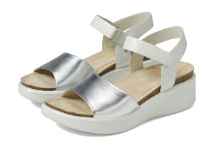GR[ fB[X V[Y q[ T_ ECCO Flowt Wedge Cork Sandal Silver/White zCg
