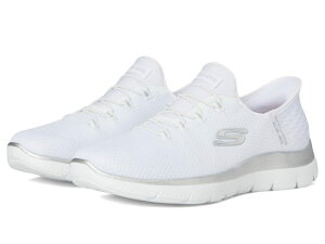 XPb`[Y fB[X V[Y Xj[J[ SKECHERS Hands Free Slip-Ins Summits Girls Night White Silver zCg
