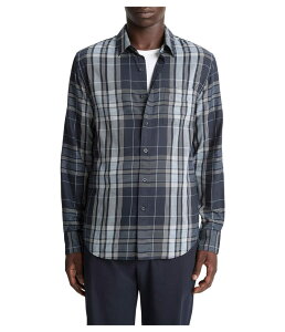 ���B���X �����Y �g�b�v�X �V���c Vince Dunluce Plaid Separate Placket Long Sleeve Shirt Coastal/Blanco �`�F�b�N