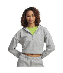 A_[A[}[ fB[X AE^[ p[J[EXEFbg t[X Under Armour Rival Fleece Piped 1/2 Zip Hoodie Mod Gray Light Heather/White zCg