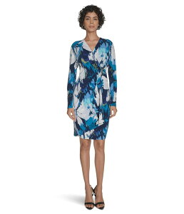 �J���o���N���C�� ���f�B�[�X �g�b�v�X �����s�[�X �t�����[�� �W���[�W�[ �t�����[ Calvin Klein Long Sleeve Floral Jersey Sheath Cypress Multi �}���`�J���[