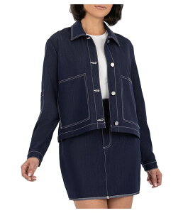 �J�b�g�t�����U�N���X ���f�B�[�X �A�E�^�[ �R�[�g �V���c �W���P�b�g KUT from the Kloth Jolene Jacket With Shirt Collar Big Patch Pocket Navy �l�C�r�[