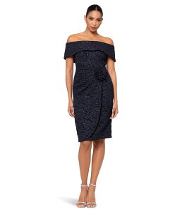 �G�X�P�[�v ���f�B�[�X �g�b�v�X �����s�[�X XSCAPE Short Brocade Off The Shoulder Flower Black �u���b�N