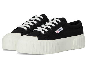 �X�y���K �����Y �V���[�Y �X�j�[�J�[ �v���b�g�t�H�[�� Superga 2631 Stripe Platform Black/White Avorio �z���C�g