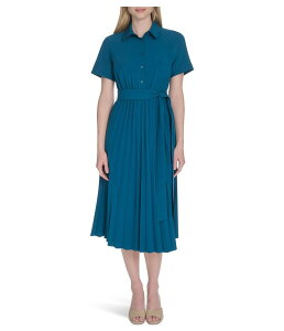 �J���o���N���C�� ���f�B�[�X �g�b�v�X �����s�[�X �v���[�c �V���c Calvin Klein Commuter Pleated Shirt Dress Cypress