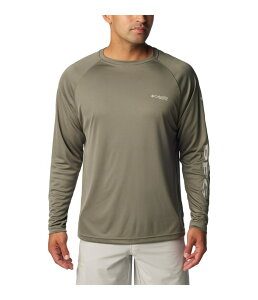 �R�����r�A �����Y �g�b�v�X �V���c Columbia Terminal Tackle L/Shirt Cypress/Cool Grey Logo �O���[