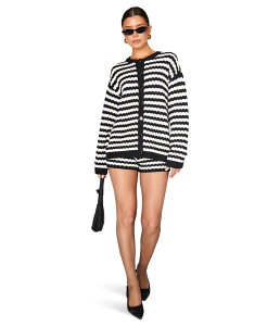 �E�~�[���A���[�� ���f�B�[�X �A�E�^�[ �j�b�g�E�Z�[�^�[ �J�[�f�B�K�� Show Me Your Mumu Inez Cardigan Black And White Stripe Knit �z���C�g