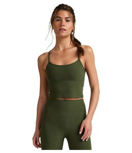 �r�����h���K ���f�B�[�X �g�b�v�X �V���c �N���b�v�h Beyond Yoga Spacedye Slim Racerback Cropped Tank Army Green Heather �w�U�[