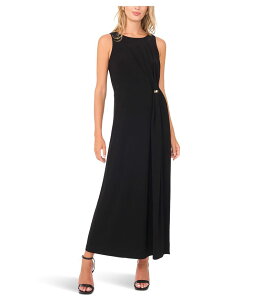 ���B���X�J���[�g ���f�B�[�X �g�b�v�X �����s�[�X �N���[�l�b�N �}�L�V Vince Camuto Crew Neck Gathered Twist Maxi w/ Gold Trim Ring Rich Black �u���b�N