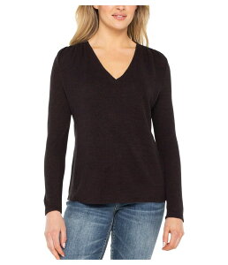 �����@�v�[�� ���T���[���X ���f�B�[�X �g�b�v�X �V���c V�l�b�N �j�b�g Liverpoolos Angeles Long Sleeve V-Necknitop W/ Shirring Java Melange
