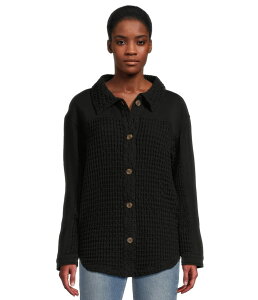 ���b�h�h�b�N ���f�B�[�X �g�b�v�X �V���c Mod-o-doc Long Sleeves Mix Media Oversized Shacket Black �u���b�N
