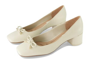 �t�����R�T���g ���f�B�[�X �V���[�Y �q�[�� Franco Sarto Natalia Square Toe Block Heel Pumps with Bow Cream White Leather �z���C�g
