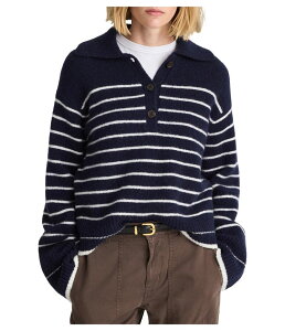 ���C�h�E�F�� ���f�B�[�X �A�E�^�[ �j�b�g�E�Z�[�^�[ �|���V���c ���[�X Madewell Placed Stripe Gina Charm Polo Ivory Mini Stripe �A�C�{���[
