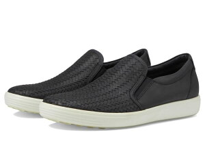 �G�R�[ ���f�B�[�X �V���[�Y �X�j�[�J�[ ECCO Soft 7 Woven Slip-On II Black Cow Leather �u���b�N