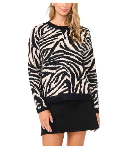 ���B���X�J���[�g ���f�B�[�X �A�E�^�[ �j�b�g�E�Z�[�^�[ �N���[�l�b�N Vince Camuto Zebra Jacquard Crew Neck Rich Black �u���b�N