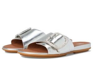 �t�B�b�g�t���b�v ���f�B�[�X �V���[�Y �T���_�� �g�[�� ���U�[ �}�L�V FitFlop Gracie Crystal Maxi-Buckle Metallic-Leather Slidesilver �V���o�[