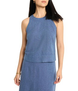 �j�b�N�v���X�]�[�C ���f�B�[�X �g�b�v�X �V���c �v�` ���l�� NIC+ZOE Petite Rumba Linen Pop On Tank Blue Mix �u���[