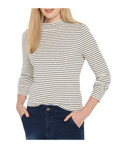 �j�b�N�v���X�]�[�C ���f�B�[�X �g�b�v�X �V���c ���b�N�l�b�N NIC+ZOE Striped Long Sleeve Mock Neck Tee Creamulti �N���[��