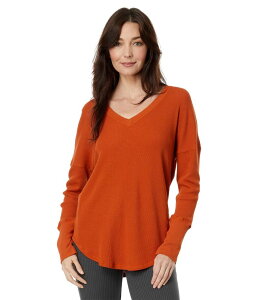 ���b�h�h�b�N ���f�B�[�X �g�b�v�X �V���c V�l�b�N �R�b�g�� Mod-o-doc Washed Cotton Modal Thermalong Sleeve V-Neck Tunic Autumn Pumpkin