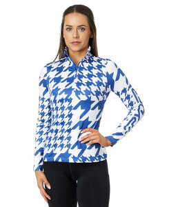 �X�p�C�_�[ ���f�B�[�X �g�b�v�X �V���c Spyder Houndstooth 1/2 Zip Electric Blue �u���[