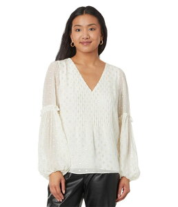 �����[�s�����b�c�@�[ ���f�B�[�X �g�b�v�X �V���c Lilly Pulitzer Cleme Long Sleeve Top Coconut Viscose Metalliclip Dot ���^���b�N