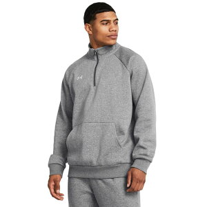 �A���_�[�A�[�}�[ �����Y �A�E�^�[ �p�[�J�[�E�X�E�F�b�g �t���[�X Under Armourival Fleece 1/4 Zip Castlerock Light Heather/White �z���C�g