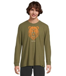 �X�}�[�g�E�[�� �����Y �g�b�v�X �V���c �O���t�B�b�N Smartwool Geometric Bear Long Sleeve Graphic Tee Winter Moss