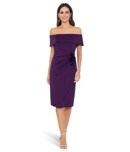 �G�X�P�[�v ���f�B�[�X �g�b�v�X �����s�[�X�L���[�o XSCAPE Short Scuba Off-the-Shoulder Side Flower Plum �v����