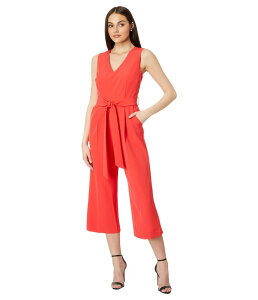 ���B���X�J���[�g ���f�B�[�X �g�b�v�X �W�����v�X�[�c V�l�b�N �m�[�X���[�u Vince Camuto Sleeveless V-Neck Belted Poly Base Jumpsuitulip Red ���b�h